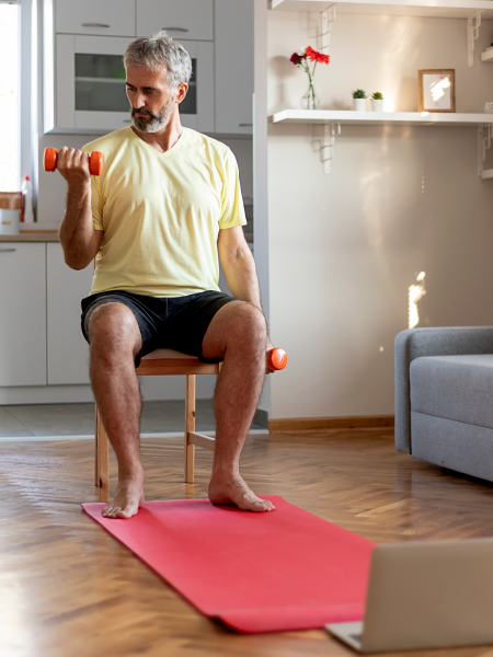 image of a man doing an at-home work out